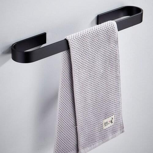Bathroom Wall Mounted Space Aluminum Towel Holder Waterproof Hanger Hanging Storage Rack Organizer Nail-free Household Supplies