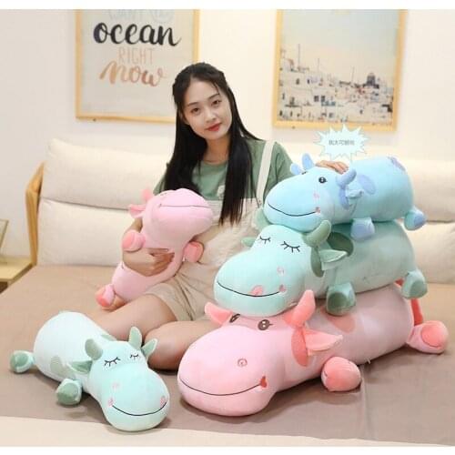 New Creative and Simple Cow Doll Plush Toy Bed Sleeping Pillow Soft Skin-friendly and Comfortable Company Event Gift Ox Mascot
