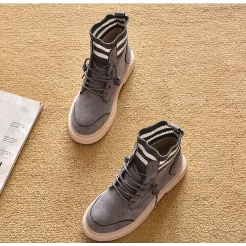 2021 new spring and autumn flat heel boots Martin boots socks shoes lace up snow boots ankle boots women boots tide