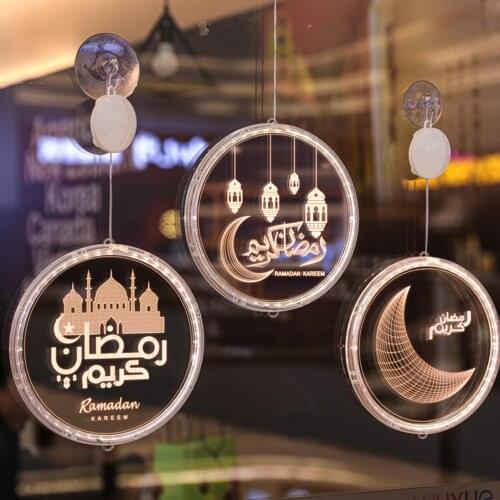 2021 NEW Ramadan Festival Decoration Light LED Lamp Suction Cup Window Hanging Lights Star Lights Without Battery