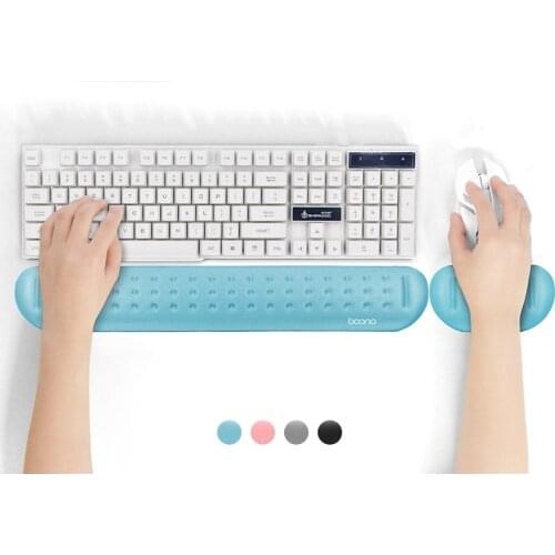 Memory Foam Wrist Support Keyboard Pad & Wrist Rest Mouse Pad with Massage Holes Comfortable Support for Computer & Laptop