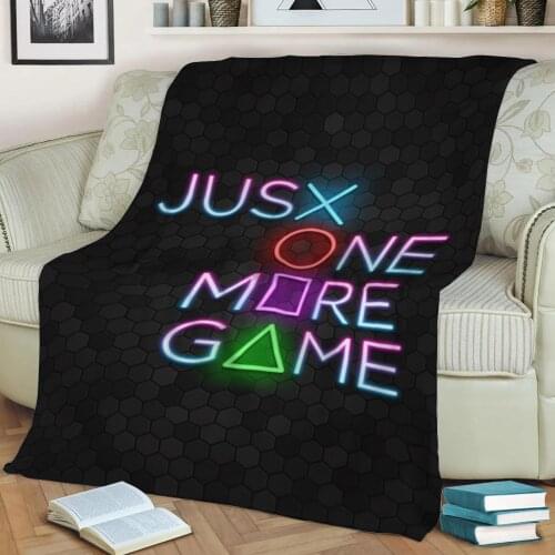 Just One More Game Throw Blanket Print on Sherpa Blankets Soft for Sofa Customized DIY Plush Thin Quilt