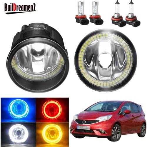 Angel Eye Fog Light Assembly For Nissan Note E11 MPV 2006-2015 Car H11 Front Bumper Fog Light With Halo Ring DRL 20W 12V Styling