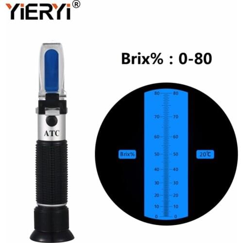 Yieryi Handheld 0-80% Brix Refractometer ATC Concentration High Sugar Test Tool Fruit sweetness meter