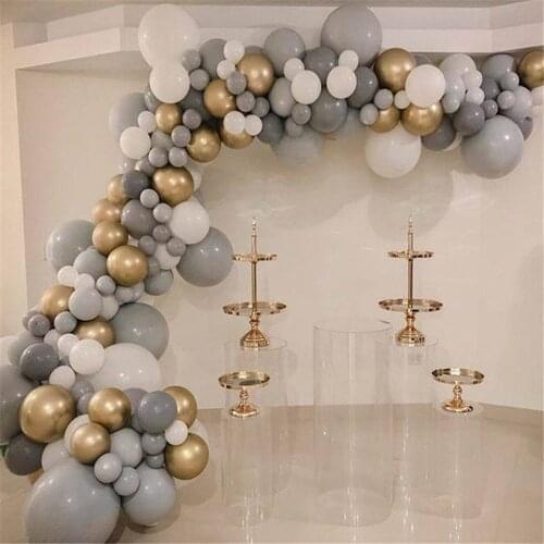 106pcs/lot White Grey Balloons Garland Arch Kit Metallic Gold Balloons Baby Shower Wedding balloons Birthday Party Decoration