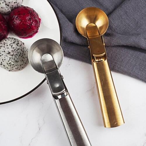Snowball Scoop Portable Lightweight Anti-rust Stainless Steel Ice cream Scoop Spring Handle Scoop Kitchen Accessories for Home