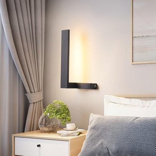 Modern LED L Shape Wall Light with Acrylic Lamp Shade Nordic White Black Metal Wall Lamp for Indoor Home Bathroom Bedroom Decor