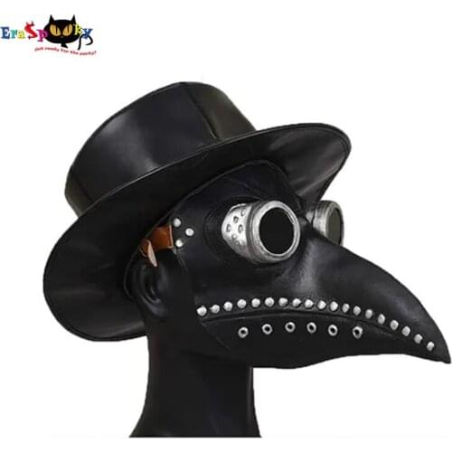 Eraspooky Medieval Steampunk Plague Doctor Masks Costume For Adult Gothic Bird Beak Latex Masks Halloween Cosplay Accessories