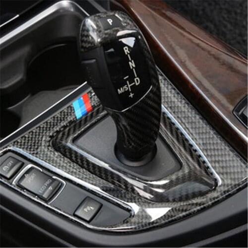 Carbon Fiber For BMW 3 4 Series 3GT F30 F31 F32 F34 Car Styling Control Gear Shift Panel Decorative Frame Cover Trim 1PCS