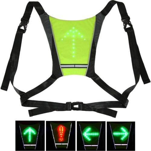 Outdoor LED Bike Light USB Rechargeable Cycling Vest Direction Indicator Reflective Backpack Flashing Remote Control