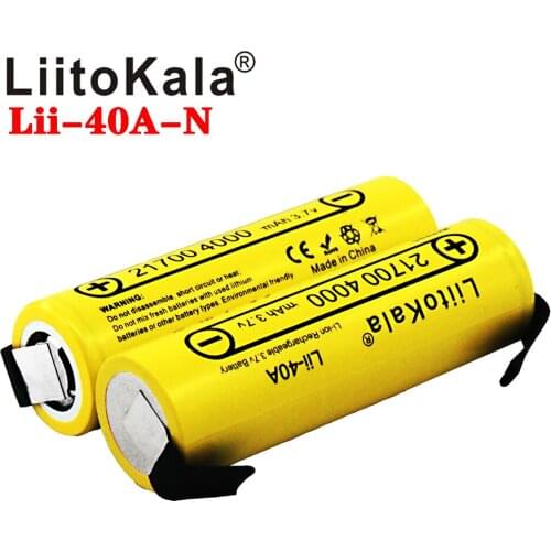 LiitoKala Lii-40A IMR 21700 4000mAh 40A High Capacity Protected Flat Top Rechargeable Li-ion Battery+DIY Nicke