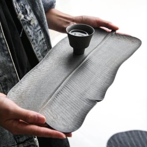 Vintage Ceramic Tea Tray Water Storage High Quality Chinese Kung Fu Tea Tray Ceremony Plateau De Service Teaware DG50CP