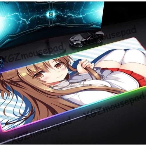 XGZ Cute Student Red Skirt Custom Large RGB Colorful Glow Mouse Pad Lock Edge Computer Keyboard Desk Mat Speed Rubber Non-slip