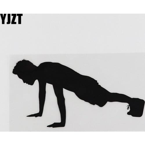 YJZT 13.7CMX7.4CM Press Up Fitness Gym Exercise Decal Vinyl Car Sticker Black/Silver 8A-0229