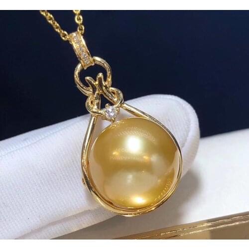 D109 Pearl Pendants Fine Jewelry 18K Natural Ocean Sea Gold Pearls 12-13mm Pendant Necklaces for Women FIne Pearls Pendants