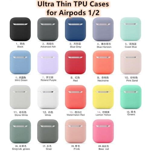 0.7mm Soft Ultra Thin Silicone Earphone Cases for Apple Airpods 1 2 Protective Cover TPU Airpods 2 Case Solid Color Fashion
