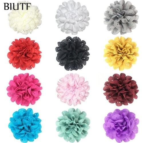 10pcs/lot 3.2 inch Hollowed Out Fabric Flower Eyelet Hair Flower with Clip Headwear Decor DIY Boutique TH03