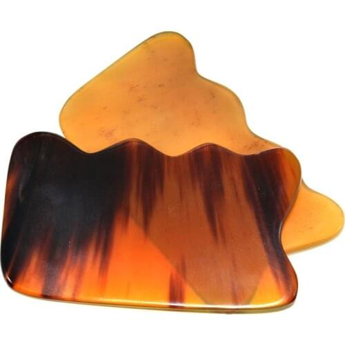 10pcs Yellow BUFFALO HORN Gua Sha Board Health Care Massage Scrape guasha plates Slimming Guasha Massage Tools wave shape