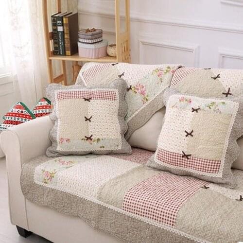 100% Cotton Sofa Cover Patchwork Handmade Pastroal Couch Cloth Covers Four Season Backrest Towels Non-slip Coushion Living Room