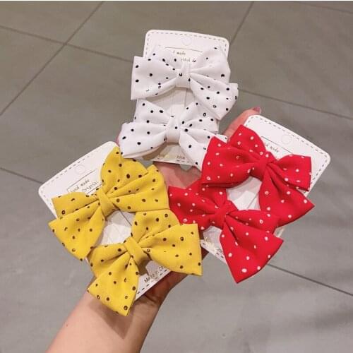 2pcs/set cute Dot plaid bow hair clips for girls Bowknot hairclips baby barrette kids black hairpin Children kawaii accessories