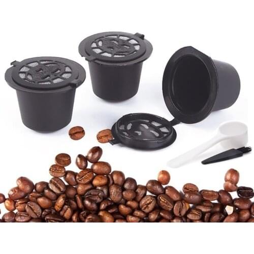 3Pcs fit for Coffee Filter Cup Reusable Coffee Capsule Filters For With Spoon Brush Kitchen Accessories