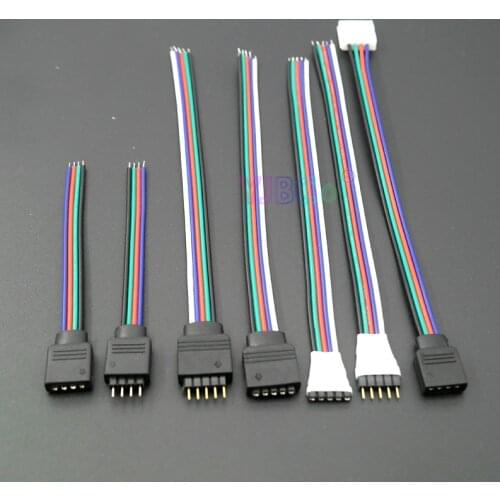 5pcs 4pin 5Pin Male Female LED Cable Connector Adapter Wire RGB RGBW led strip light RGB RGBW LED Controller Connection