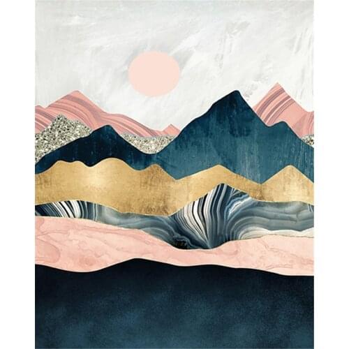 5D DIY Diamond Painting Kits Mountain Sunrise Landscape Full Round With AB Drill Embroidery Scenery Handicraft Unique Gift Art