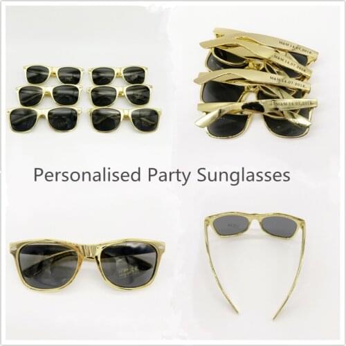 60 Pairs 80S Style Personalized Wedding Favors and Gifts Souvenir Birthday Party Garden Party Gifts Golden Color Sunglasses