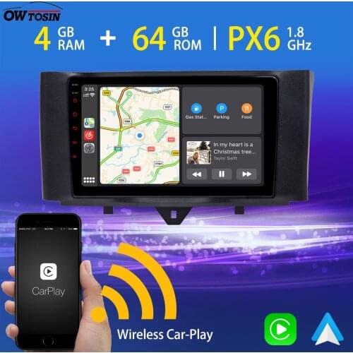9'' Android 10 Car Multimedia Player PX6 4G+64G For Mercedes Benz Smart fortwo 2012-2015 GPS Carplay TDA7850 Bluetooth 5.0 Radio