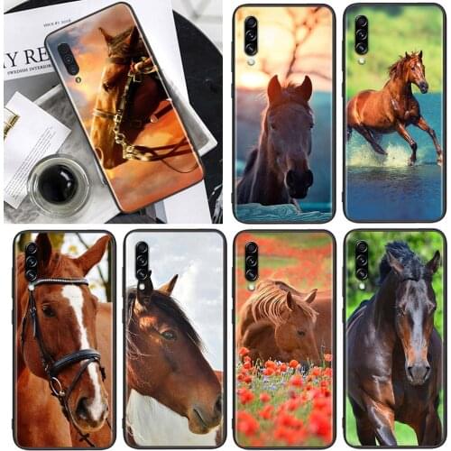 Running Horse Animal for Samsung Galaxy A90 A80 A70 A60 A50 A40 M30 A20E A2Core A10S A10E Soft Black Phone Case