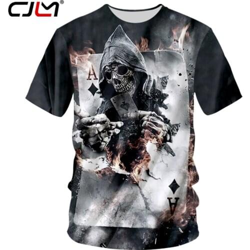 CJLM 3D T Shirt Men Cool Punisher Poker Skull Printed Tshirts 2018 Harajuku Summer Casual O Neck Short Sleeve Tops Tee Homme