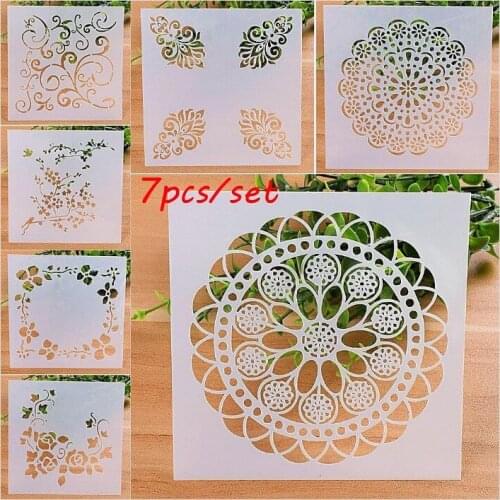 CraftArtGo DIY Flower Stencils Painting Scrapbook Coloring Cake decorating sugar powder sieve printing mold printing table