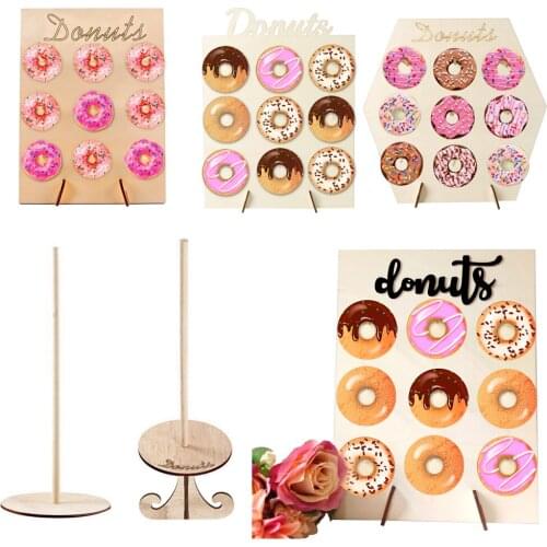 Wooden Donut Wall Stand Donut Holder Display Boards Dessert Table Decor Wedding Birthday Kid Baby Shower Party Decor Supplies