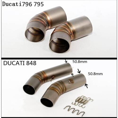 For Ducati 796 795 848 Motorcycle Exhaust Muffler Middle Mid Link Pipe Stainless Steel