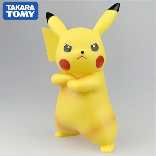 TAKARA TOMY Pokemon 18cm Kawaii Pikachu Angry Action Figure Home Decoration Kids Christmas Birthday Gift Toys for Children Kids