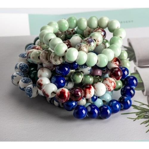 Porcelain Rope Bracelets Beading Charm Ethnic ceramics Jewelry for ladies wholesale #IY166