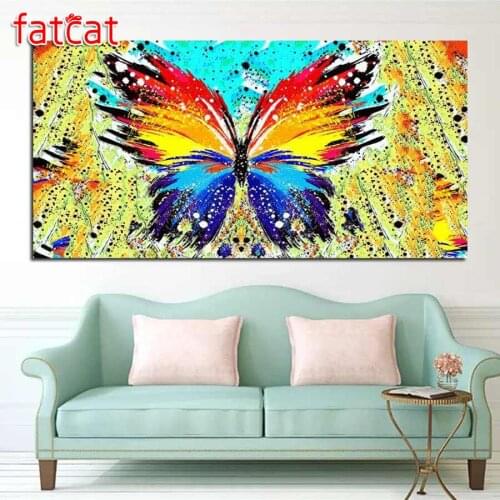 FATCAT Large Diy Diamond Painting Abstract Color butterfly Full square round drill 5d Diamond Embroidery Mosaic Decor AE1122