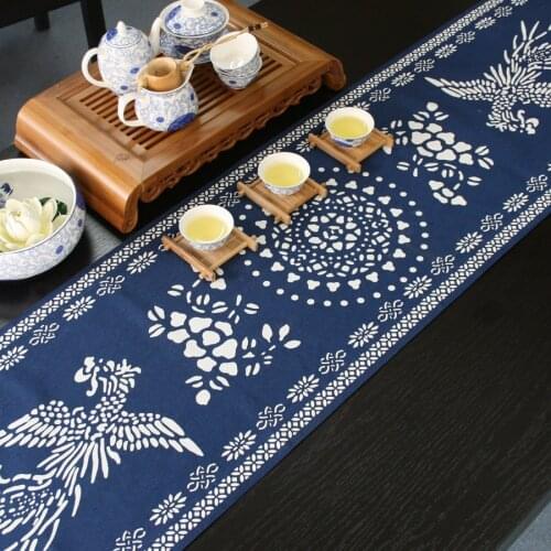 Classical New Chinese Style Phoenix Peony Table Runner Dining Tea Table Flag Red Lucky Character Shoe Cabinet Cover Decoration