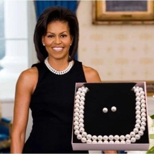 Fine jewlry white shell pearl 10mm double layer beads necklace earring set