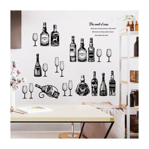 Creative Wall Stickers Wine Bottle DIY Kitchen Accessories Restaurant Background Wallpaper Bar KTV Cabinet Decorative Mural