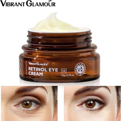 VIBRANT GLAMOUR Retinol Eye Cream Dark Circles Fade Fine Lines Remove Eye Bags Anti Wrinkle Anti Aging Firming Brighten Skin 20g