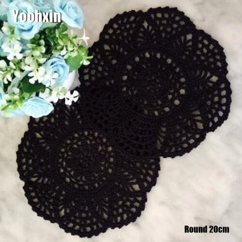 NEW Round Handmade Lace cotton table place mat pan pad Cloth crochet placemat cup mug wedding tea coffee coaster doily kitchen