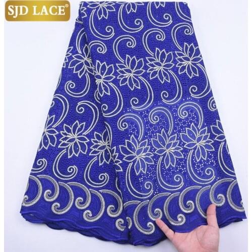 SJD LACE African Dry Lace Fabric Swiss Voile With Stones Swiss Cotton Lace High Quality Swiss Lace Fabric For Wedding DressA1939