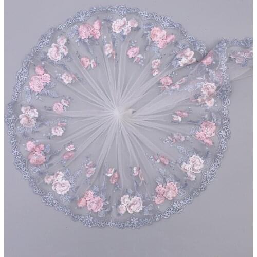 10Yards Flower LaceTrim Dress Wedding Blue Pink Lace Ribbon Fabric Applique Baby DIY Embroidered Sewing Craft 20cm Width