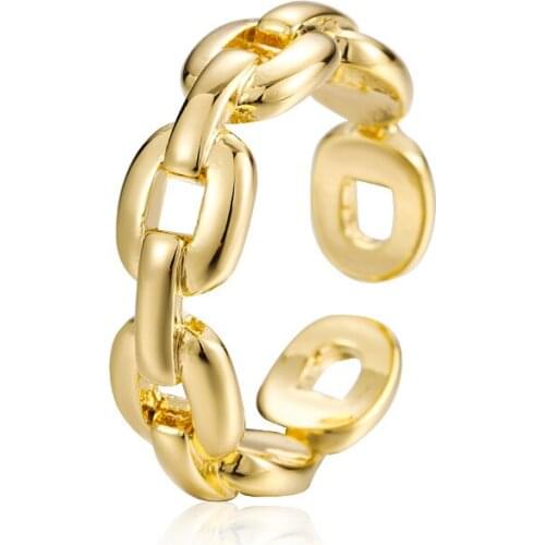 Fashion Geometric Linked Chain Belt Rings Gold Color Adjustable Open Rings For Women Punk Vintage Wedding Jewelry