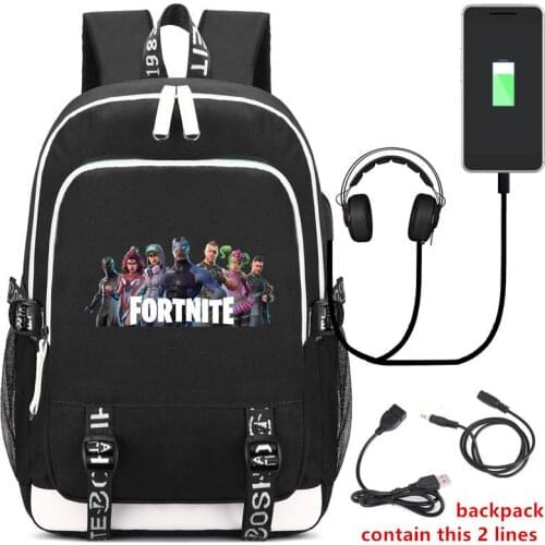Fashion Canvas Backpack For Teenagers FORTNITE Game USB Charging schoolbag Unisex Daily Backpack Halloween Carnival Party