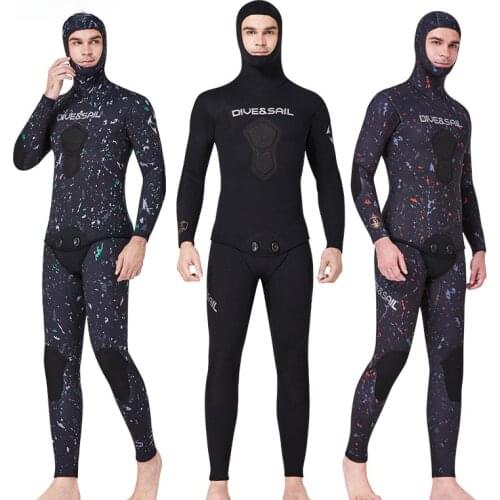3mm Man Neoprene Diving Suit Hooded Spearfishing Freediving Wetsuit Full Suit Two-piece Set Wet Suit Premium Neoprene SCR