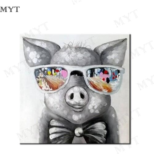 MYT Canvas Oil Painting High Quality Cute Cartoon Pig Canvas Artwork Painting Wall Picture For Kids Children Room Decor