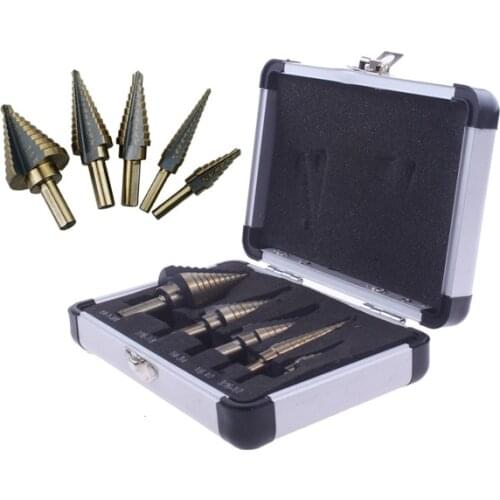 5pcs Step Drill Bit Set Hss Cobalt Multiple Hole 50 Sizes SAE Step Drills 1/4-1-3/8 3/16-7/8 1/4-3/4 1/8-1/2 3/16-1/2 Drill Bits
