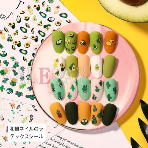 3D Nail Art Sticker Newest Avocado Strawberry Flower Nail Decals Adhesive Sticker for Design Manicure Letter Salon Decorations